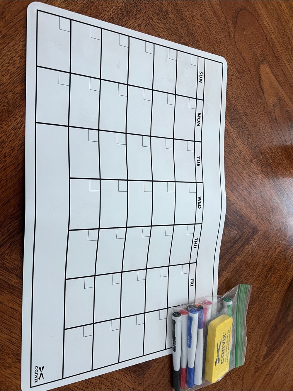 Dry Erase Monthly Calendar with Markers
